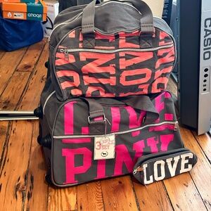 Victoria’s Secret PINK 3-Piece Graphic Wheelie Duffel & Carry-On Luggage Set